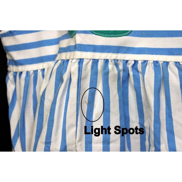 VTG Kelly's Kids Blue Striped Bubble Romper 3T Cupcake Cherry Summer Straps Girl - Picture 3 of 6
